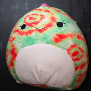 Squishmallow Winifred Chameleon Plush Red/Green Tie Dye Kellytoy Stuffed 8 in